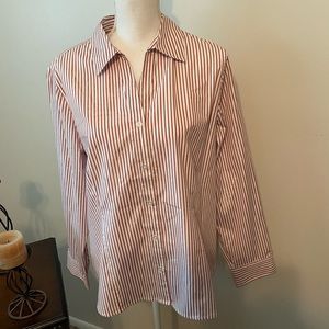 NWT Chico’s striped shirt with gold thread accent